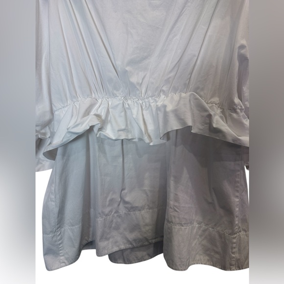 Uterque Women’s White Cotton Ruffle Normcore Top sz M - Picture 3 of 12
